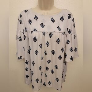 Loft Short Sleeve Blouse with Tie Back